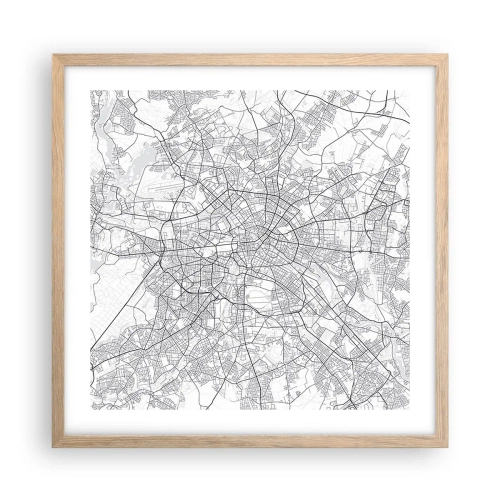 Plakat i ramme af lyst egetræ - Berlins blomst - 50x50 cm