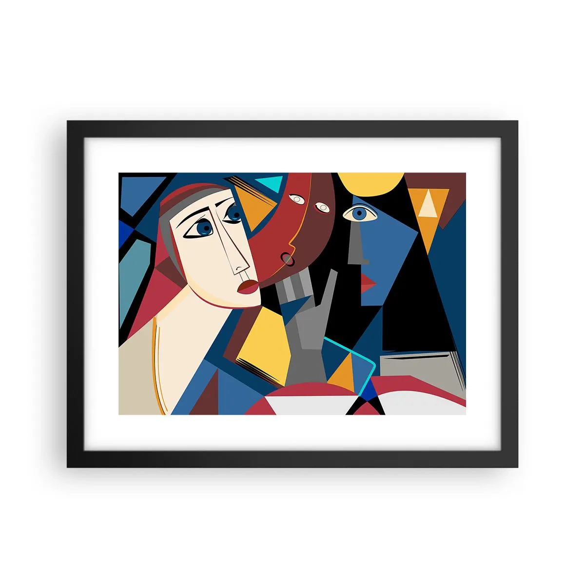 Plakat i sort ramme - Kubistisk samtale - 40x30 cm