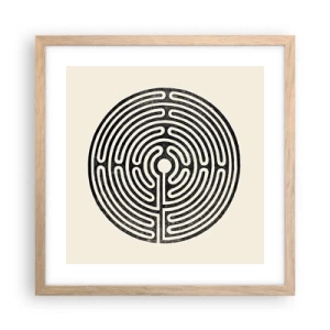 Plakat i ramme af lyst egetræ - Mystisk orden - 40x40 cm