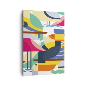 Lærredstryk - Billede på lærred - Fuglefest - 50x70 cm