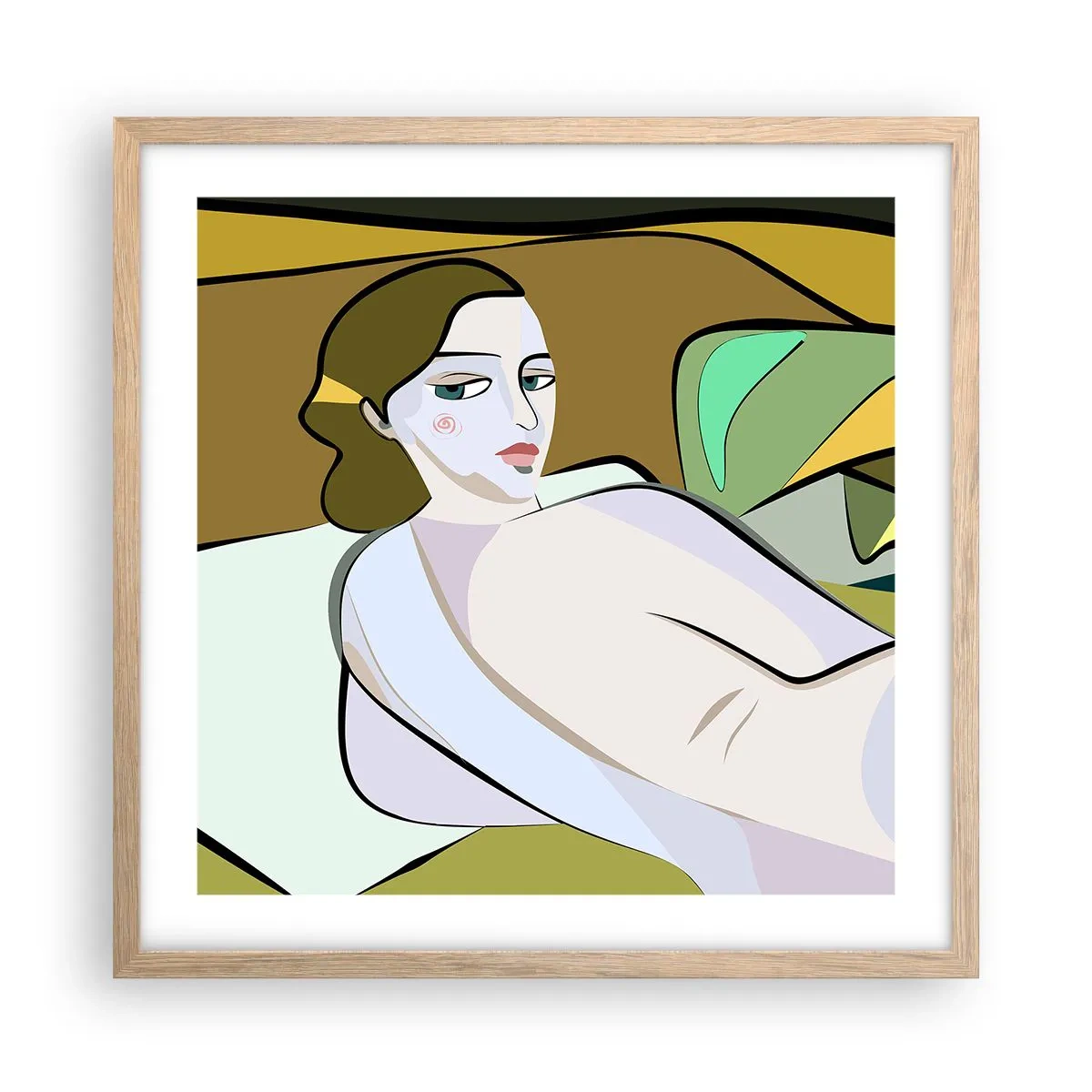 Plakat i ramme af lyst egetræ - Intimt portræt - 50x50 cm