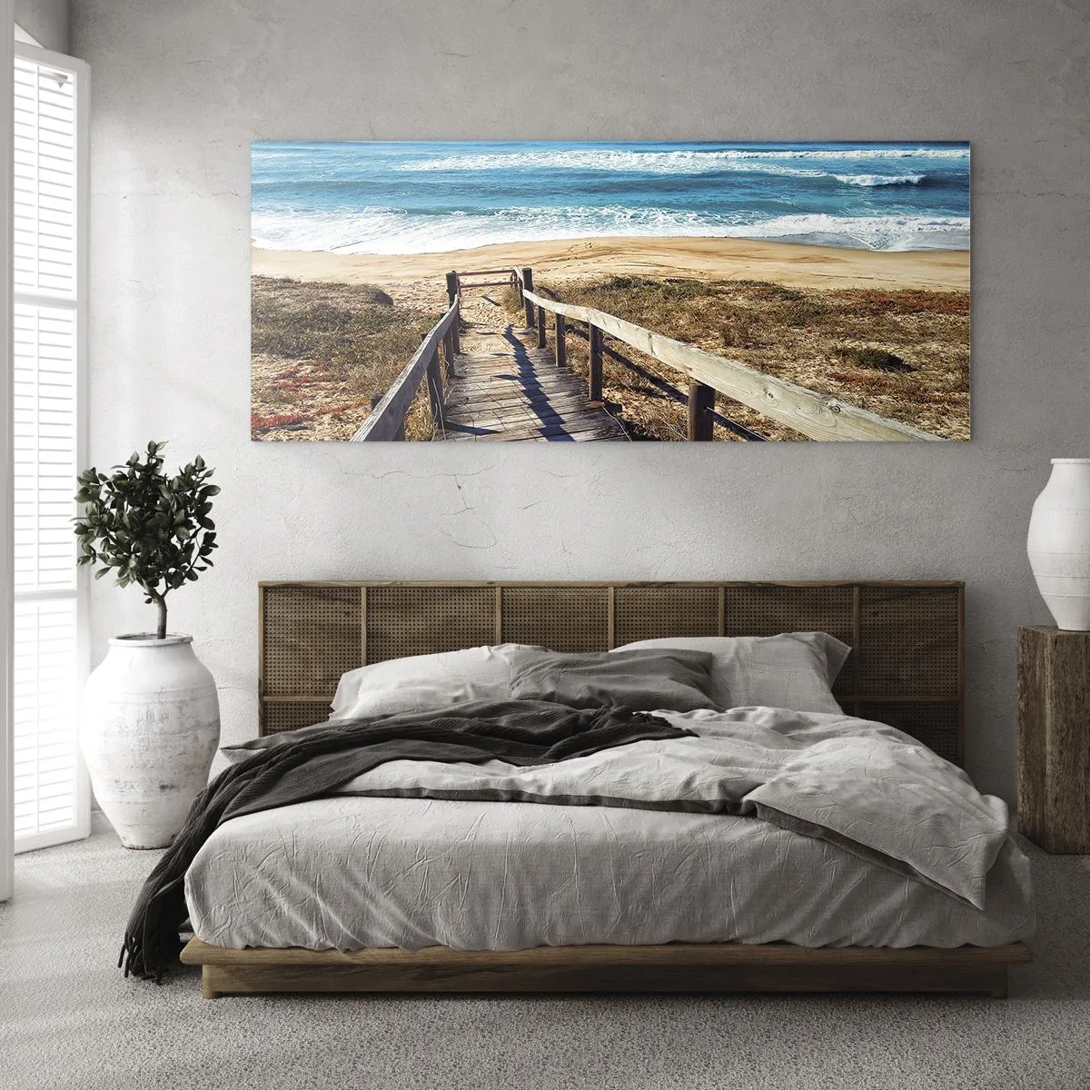 Billede på glas - Løb! - 140x50 cm