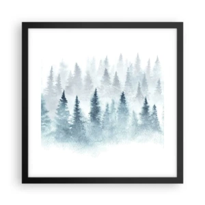 Plakat i sort ramme - Indhyllet i tåge - 40x40 cm