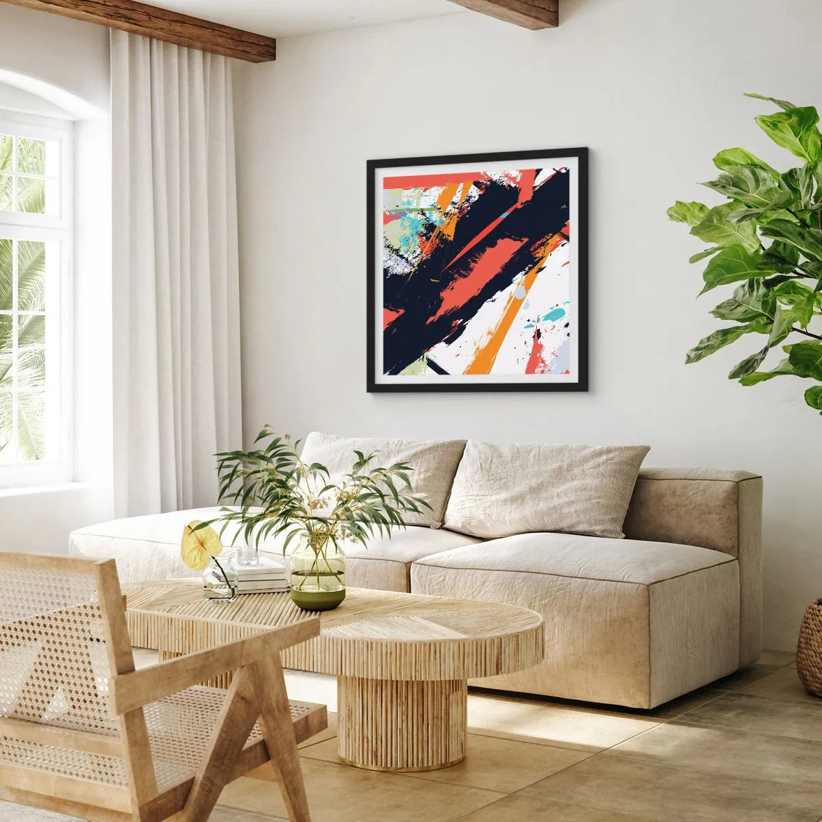 Plakat i sort ramme - Dynamisk sammensætning - 30x30 cm