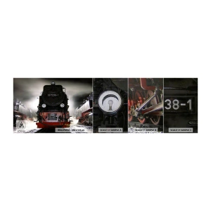 Prøve Fototapet Premium Canvas - Han står og gisper, han gisper og puster. - Damplokomotiv, Jernbanestation, Automotive - 100x30 cm