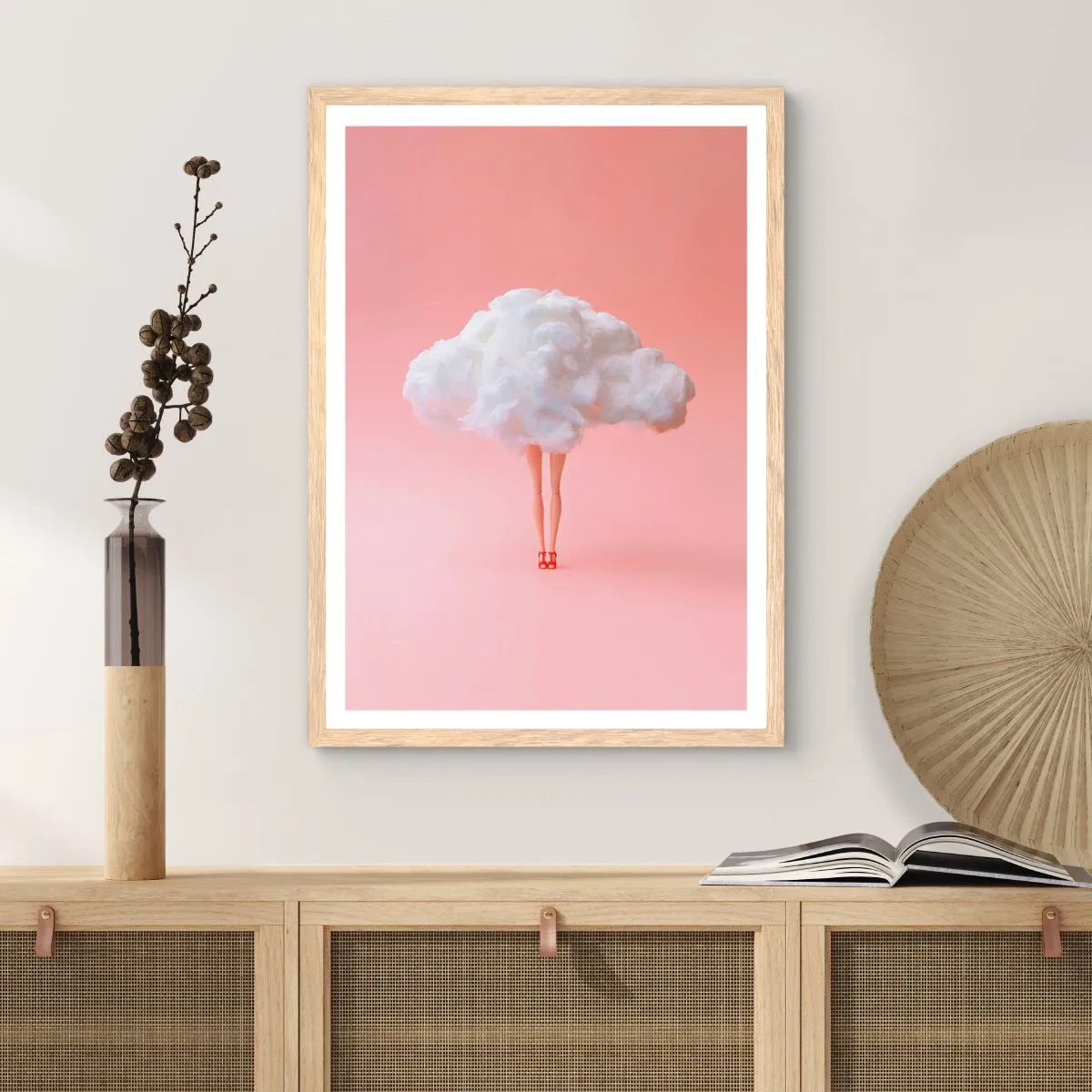 Plakat i ramme af lyst egetræ - Et sødt løfte - 61x91 cm