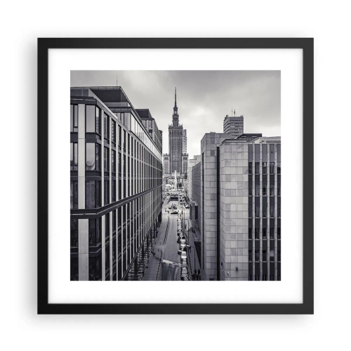 Plakat i sort ramme - Warszawa dalen - 40x40 cm