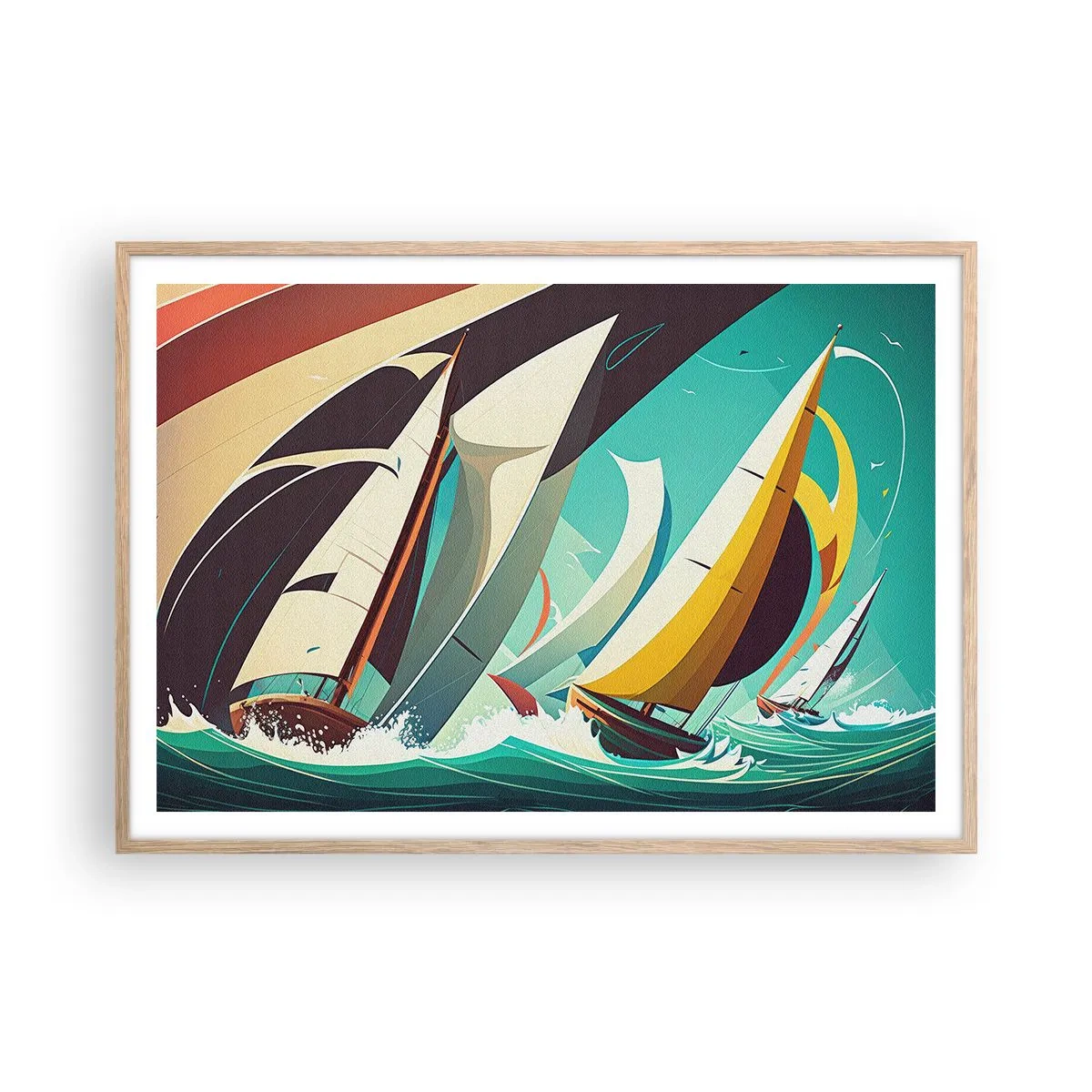 Plakat i ramme af lyst egetræ - Tæt på og personligt med elementerne - 100x70 cm