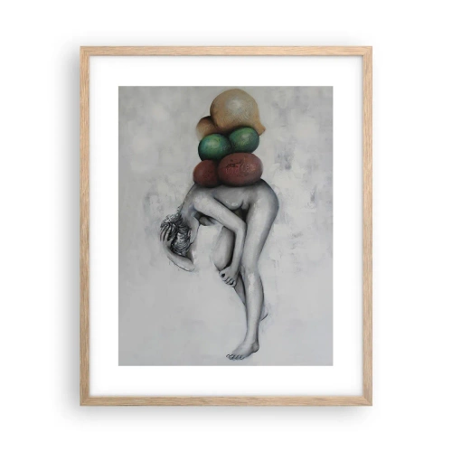 Plakat i ramme af lyst egetræ - Livets byrde - 40x50 cm