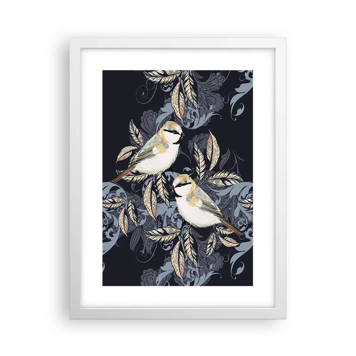 Plakat i hvid ramme - Gul-blå espalier - 30x40 cm