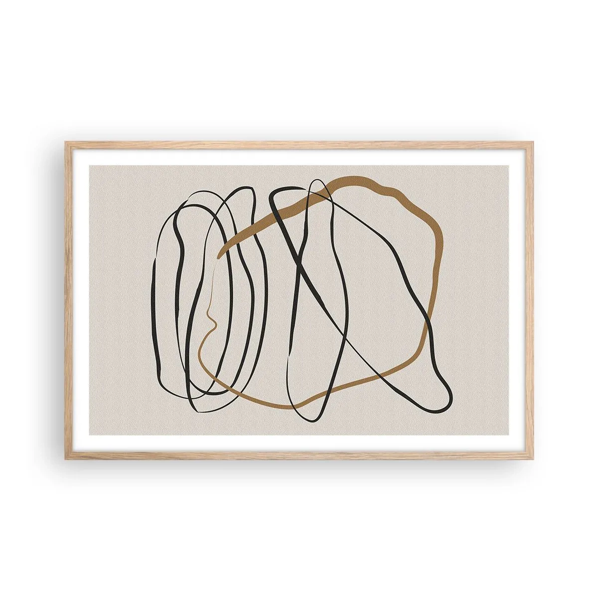 Plakat i ramme af lyst egetræ - Komposition - dans i besiddelse - 91x61 cm