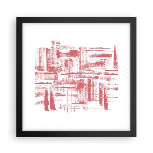 Plakat i sort ramme - Rød by - 30x30 cm