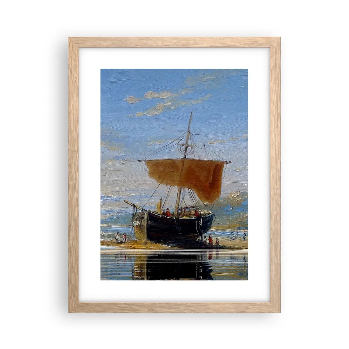 Plakat i ramme af lyst egetræ - Vand, jord, luft - 30x40 cm