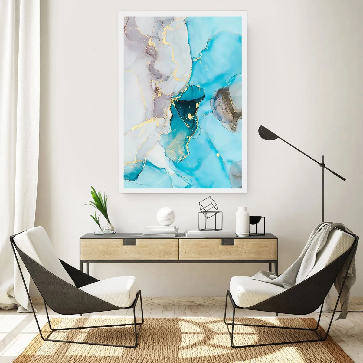 Plakat - En undersøgelse af mødet mellem grå og turkis - 70x100 cm