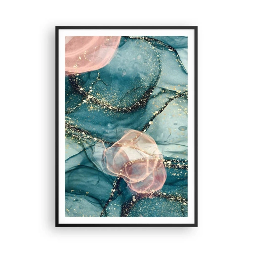 Plakat i sort ramme - Silkeblå, tyl lyserød - 70x100 cm
