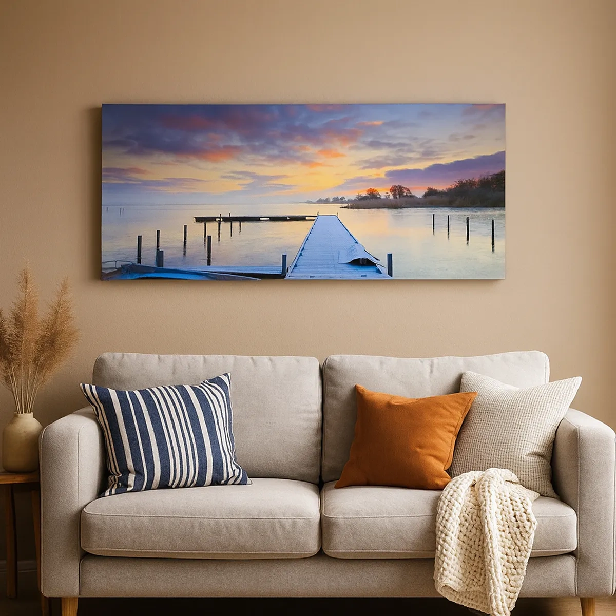 Lærredstryk - Billede på lærred - Violet-gylden sindsro - 30x30 cm