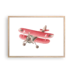 Plakat i ramme af lyst egetræ - Klar til at flyve højt - 70x50 cm