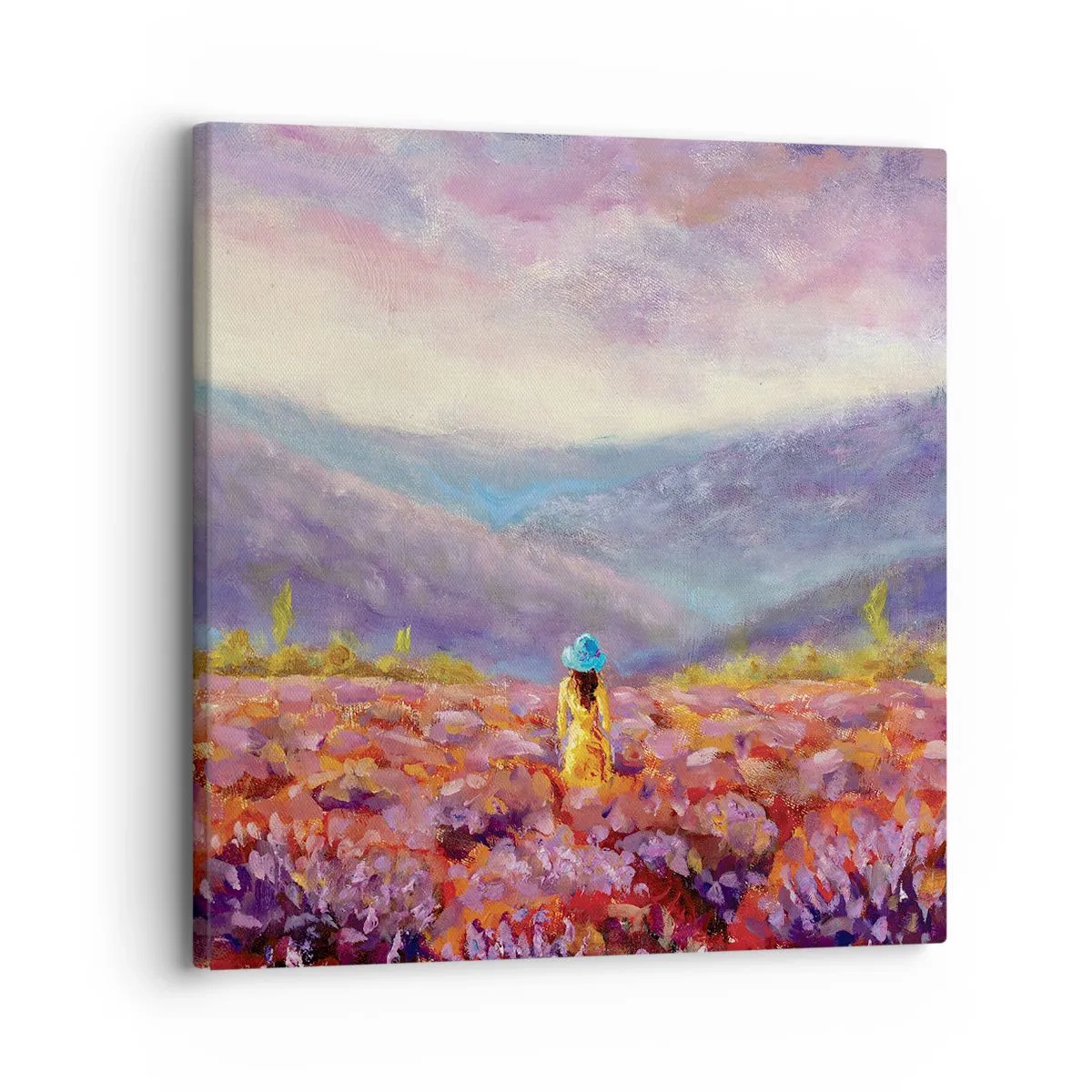 Lærredstryk - Billede på lærred - I en verden af lavendel - 30x30 cm