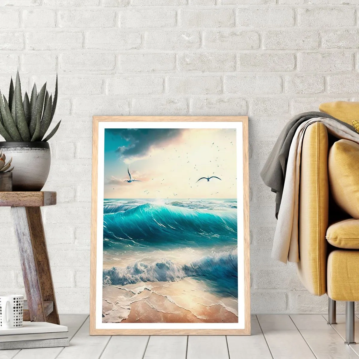 Plakat i ramme af lyst egetræ - Støj kun for dig - 61x91 cm