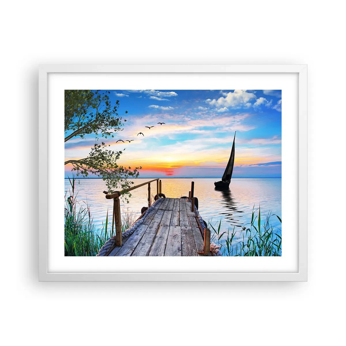 Plakat i hvid ramme - Godaften - 50x40 cm
