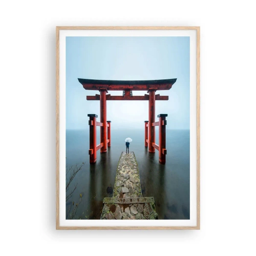 Plakat i ramme af lyst egetræ - Japansk drømmeri - 70x100 cm