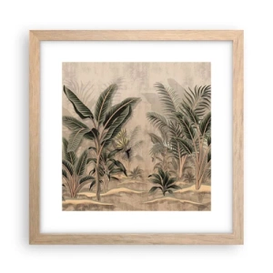 Plakat i ramme af lyst egetræ - Gravering i kolonistil - 30x30 cm