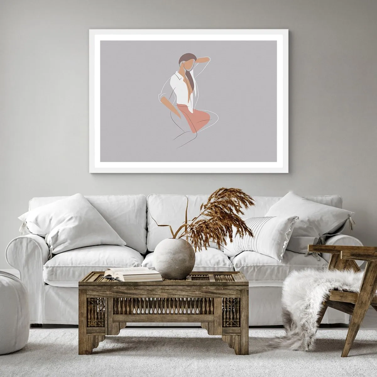 Plakat i hvid ramme - Omrids af nåde - 40x40 cm