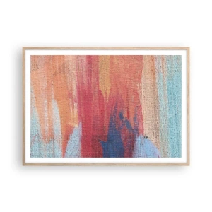 Plakat i ramme af lyst egetræ - Lad en regnbue flyde - 100x70 cm