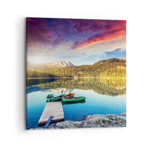 Lærredstryk - Billede på lærred - Over vand så glat som et spejl - 70x70 cm