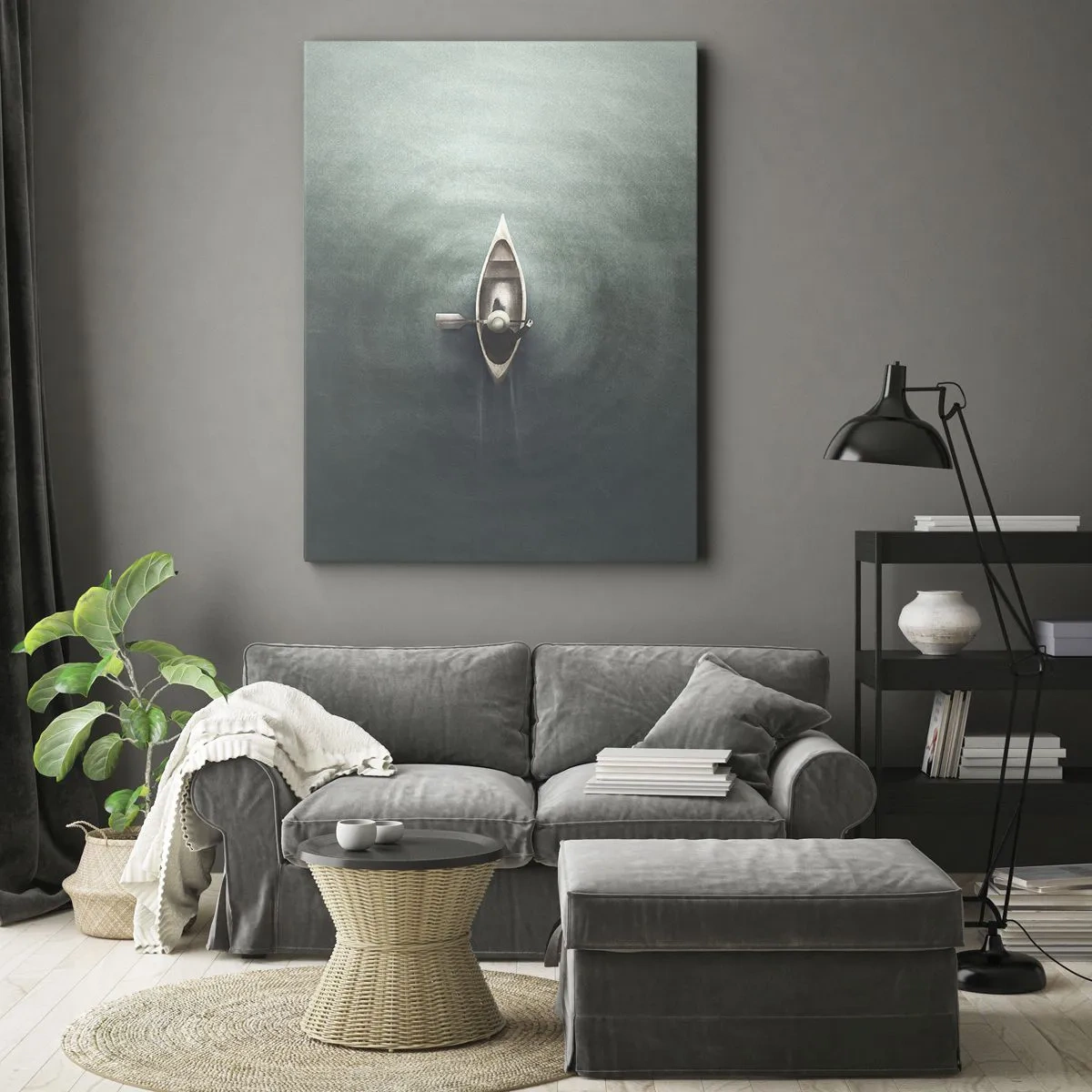 Lærredstryk - Billede på lærred - På tværs af en månelyst sø - 50x70 cm