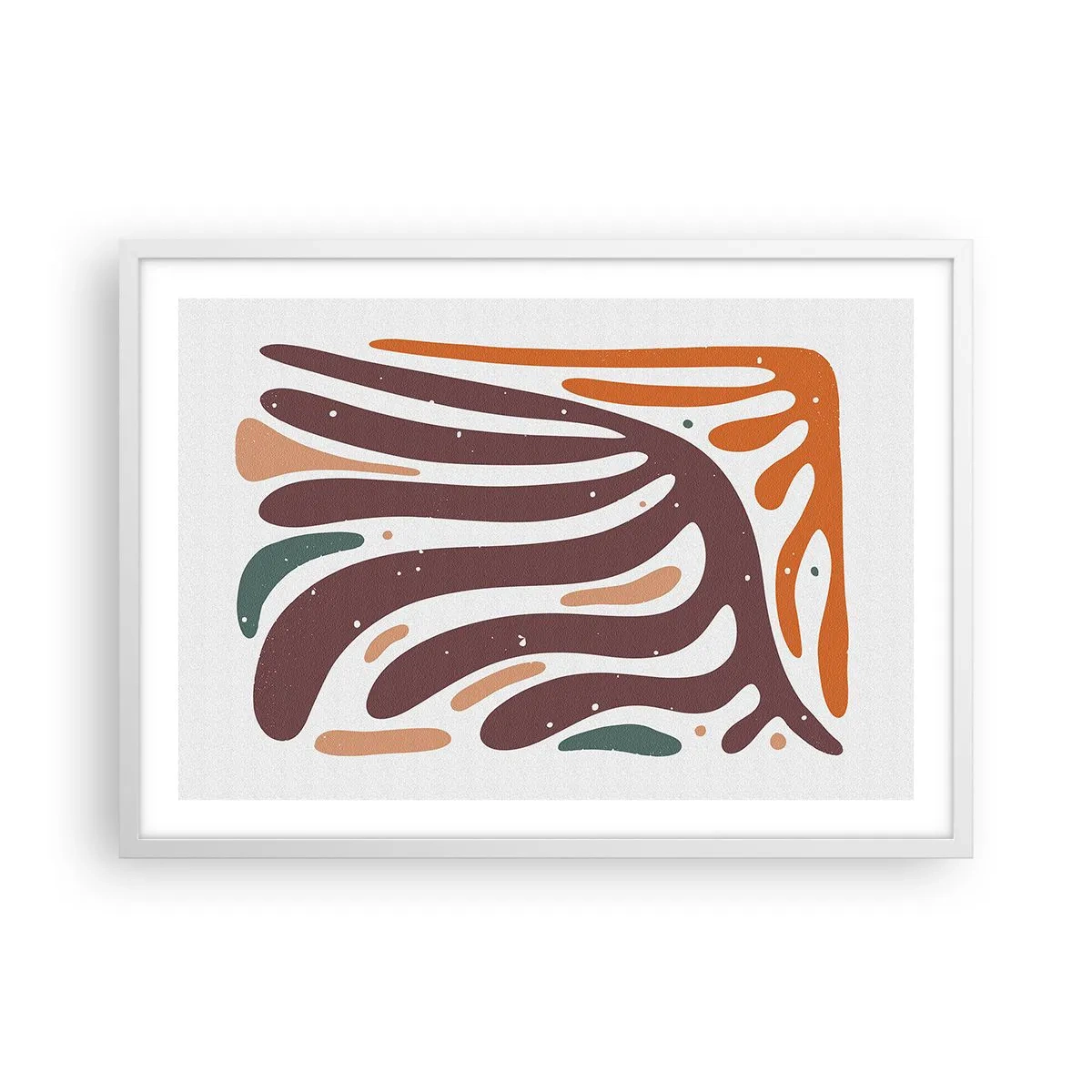 Plakat i hvid ramme - Strålende organisk komposition - 70x50 cm