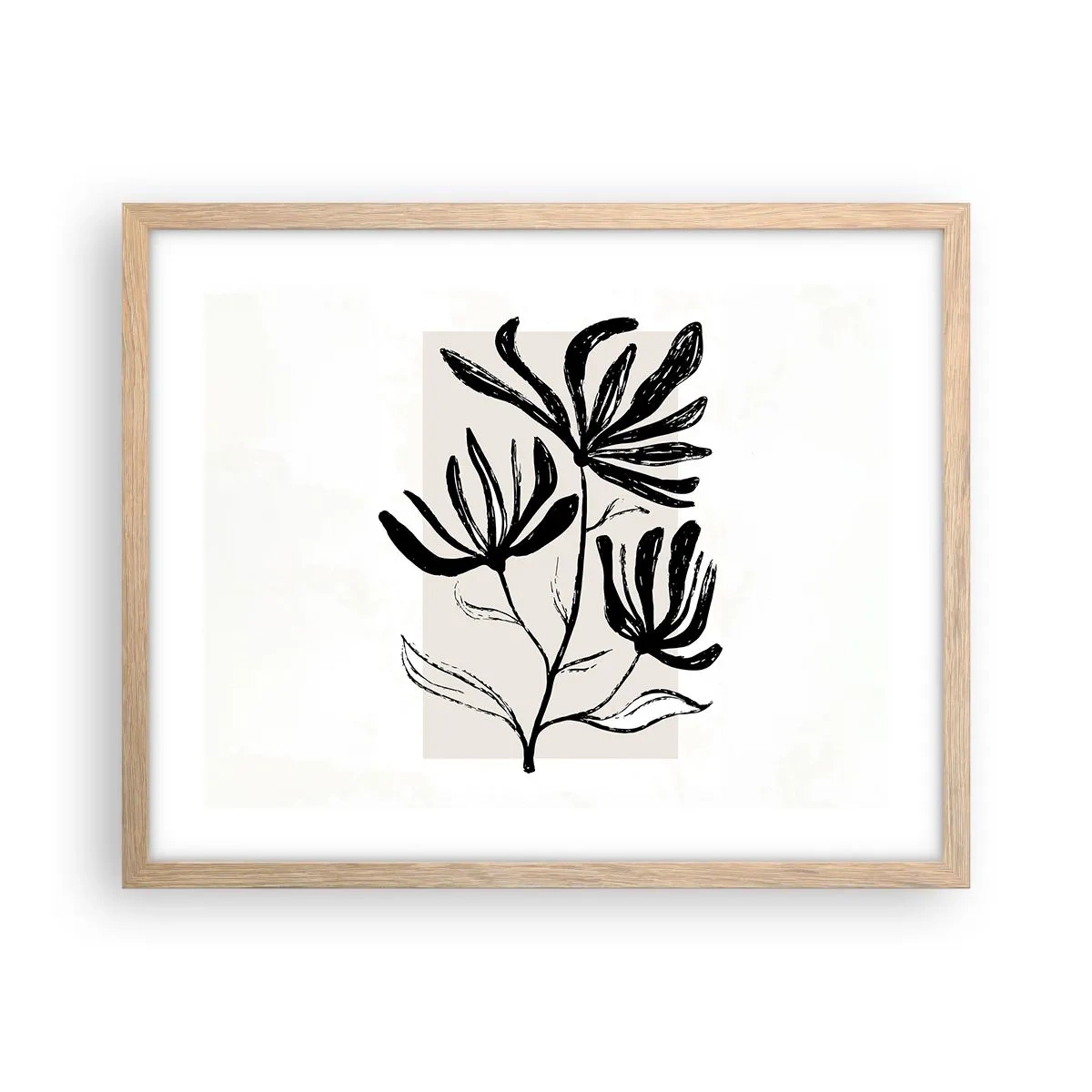 Plakat i ramme af lyst egetræ - Skitse til et herbarium - 50x40 cm