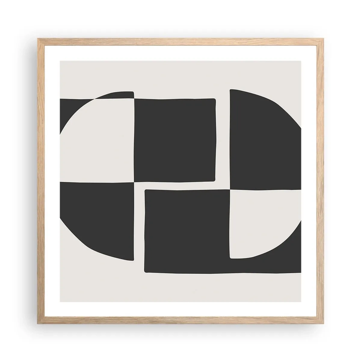 Plakat i ramme af lyst egetræ - Antitese - syntese - 60x60 cm
