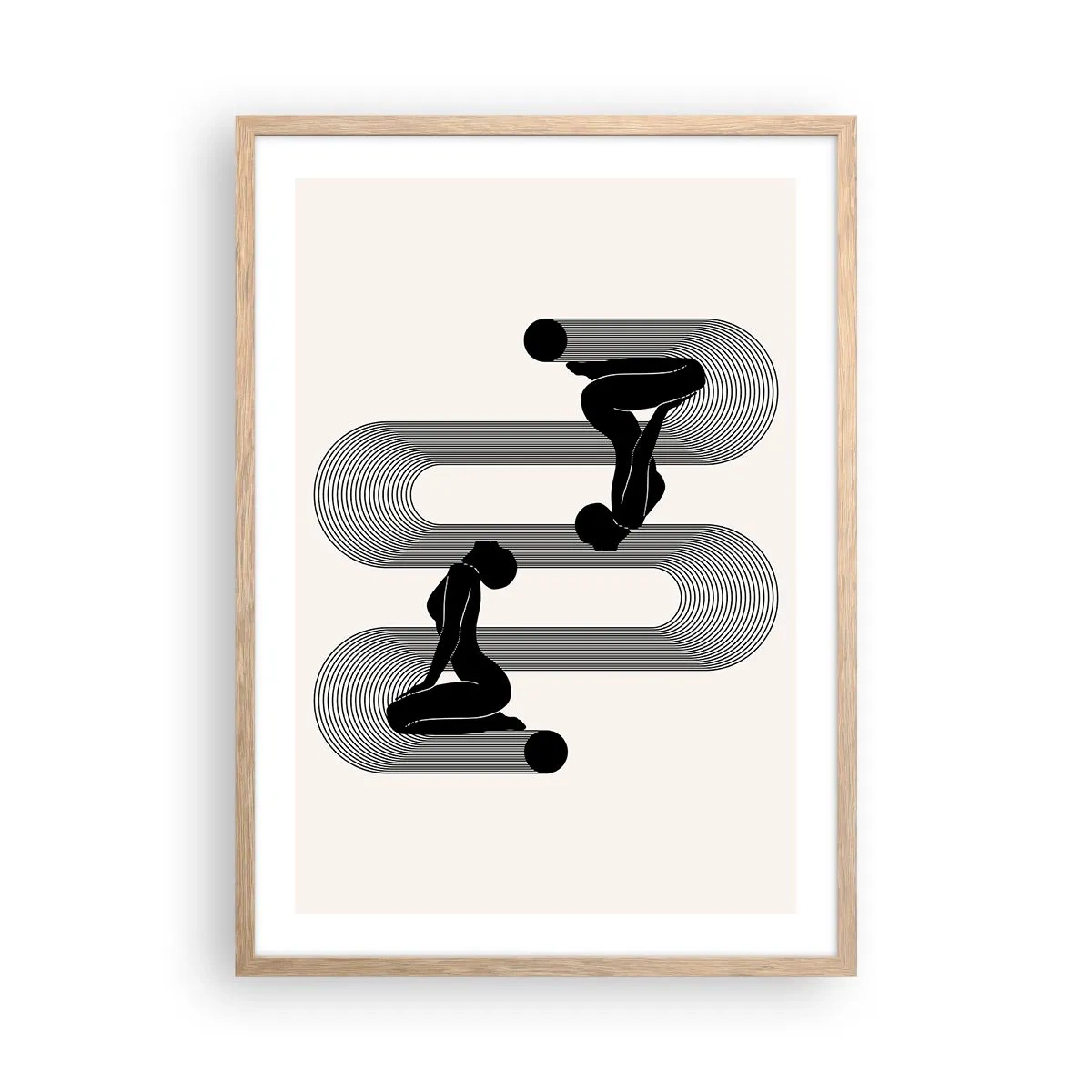 Plakat i ramme af lyst egetræ - Sensuel symmetri - 50x70 cm