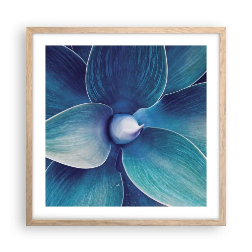 Plakat i ramme af lyst egetræ - Blå fra himlen - 50x50 cm