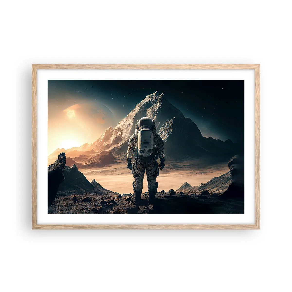 Plakat i ramme af lyst egetræ - En ny udfordring - 70x50 cm