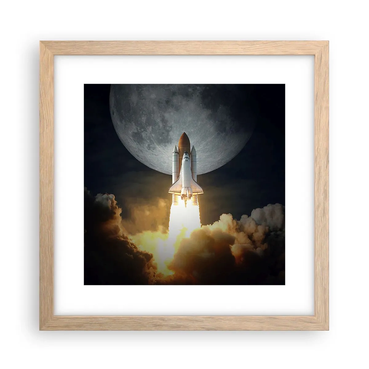 Plakat i ramme af lyst egetræ - Begyndelsen på et overjordisk eventyr - 30x30 cm