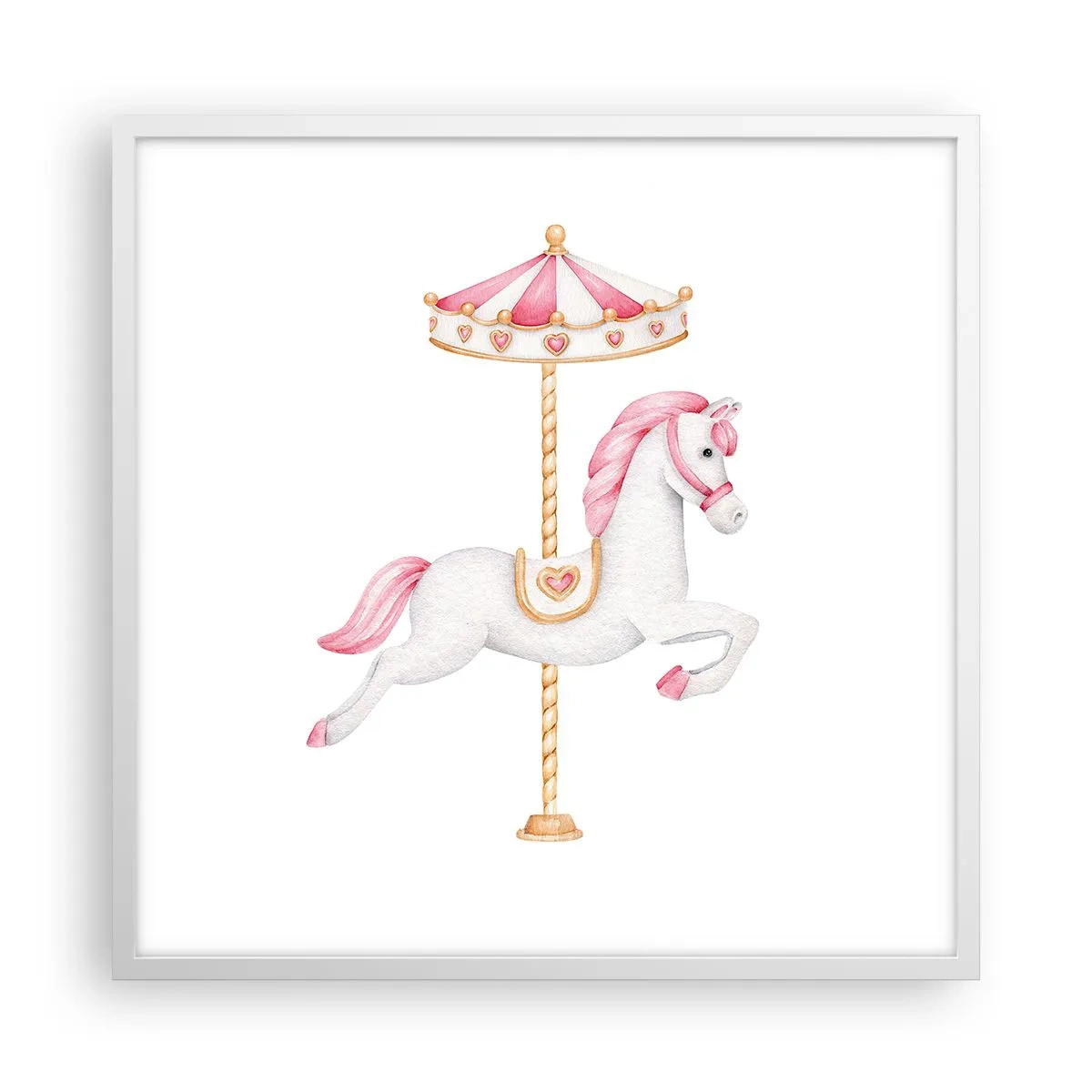 Plakat i hvid ramme - Han satte af sted med en hov - 60x60 cm