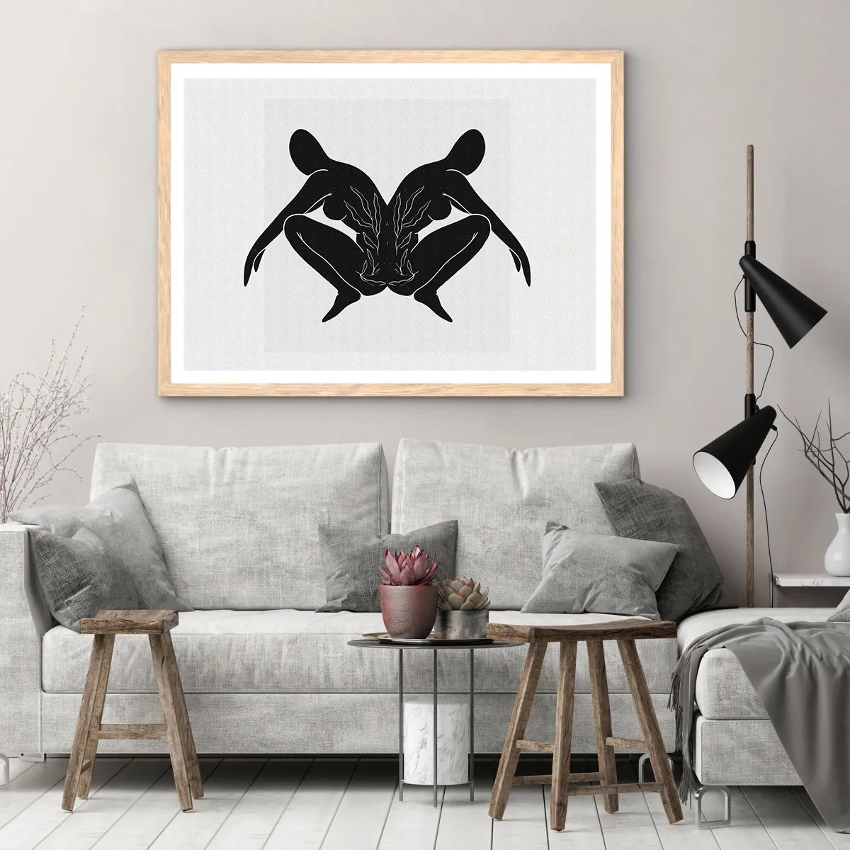 Plakat i ramme af lyst egetræ - En delt sjæl - 50x40 cm