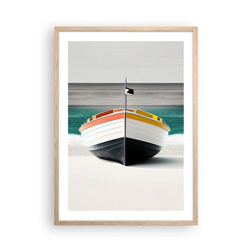 Plakat i ramme af lyst egetræ - På sin plads - 50x70 cm