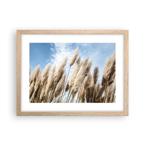 Plakat i ramme af lyst egetræ - Solrig og blæsende kærtegn - 40x30 cm