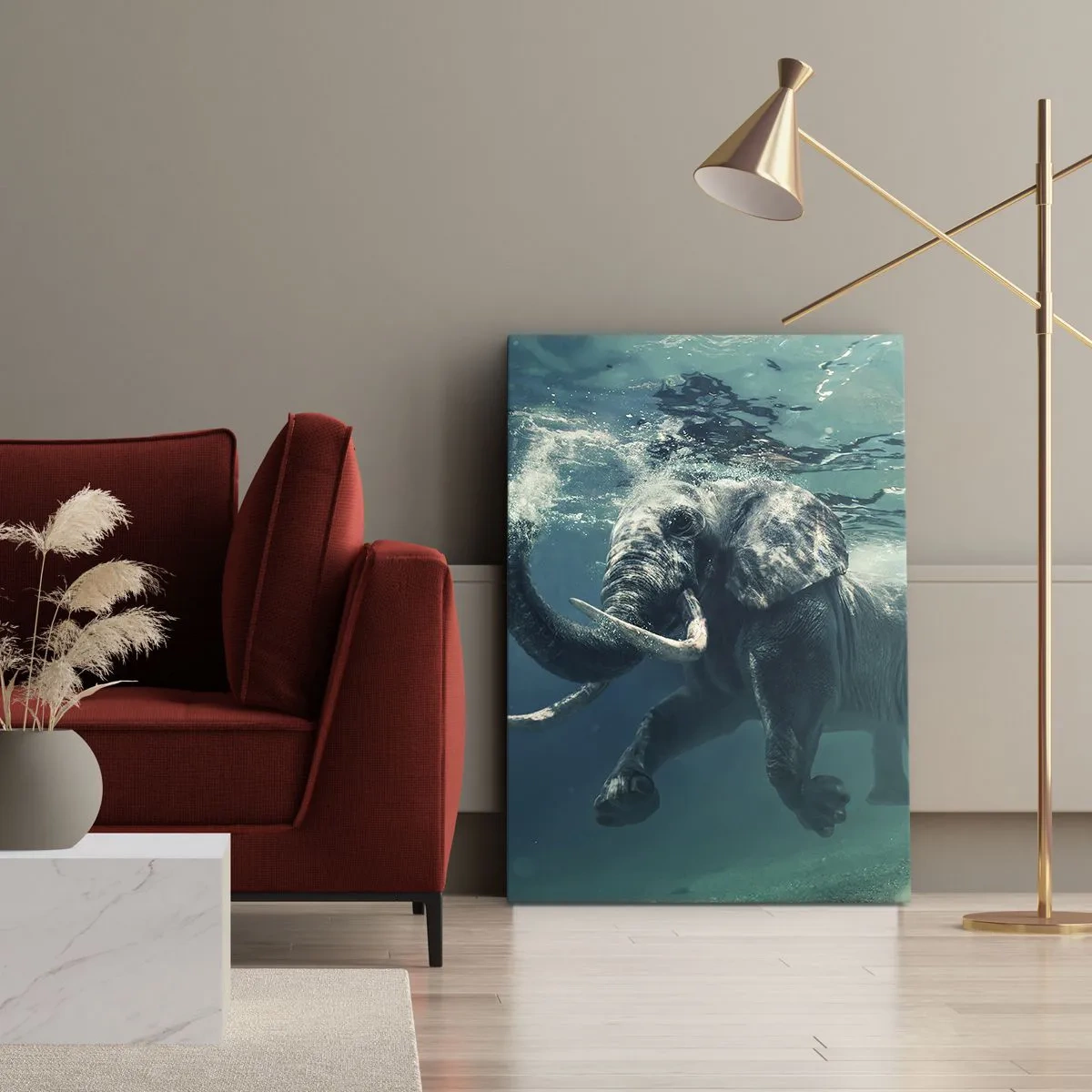 Lærredstryk - Billede på lærred - Alle kan lide at svømme - 50x70 cm