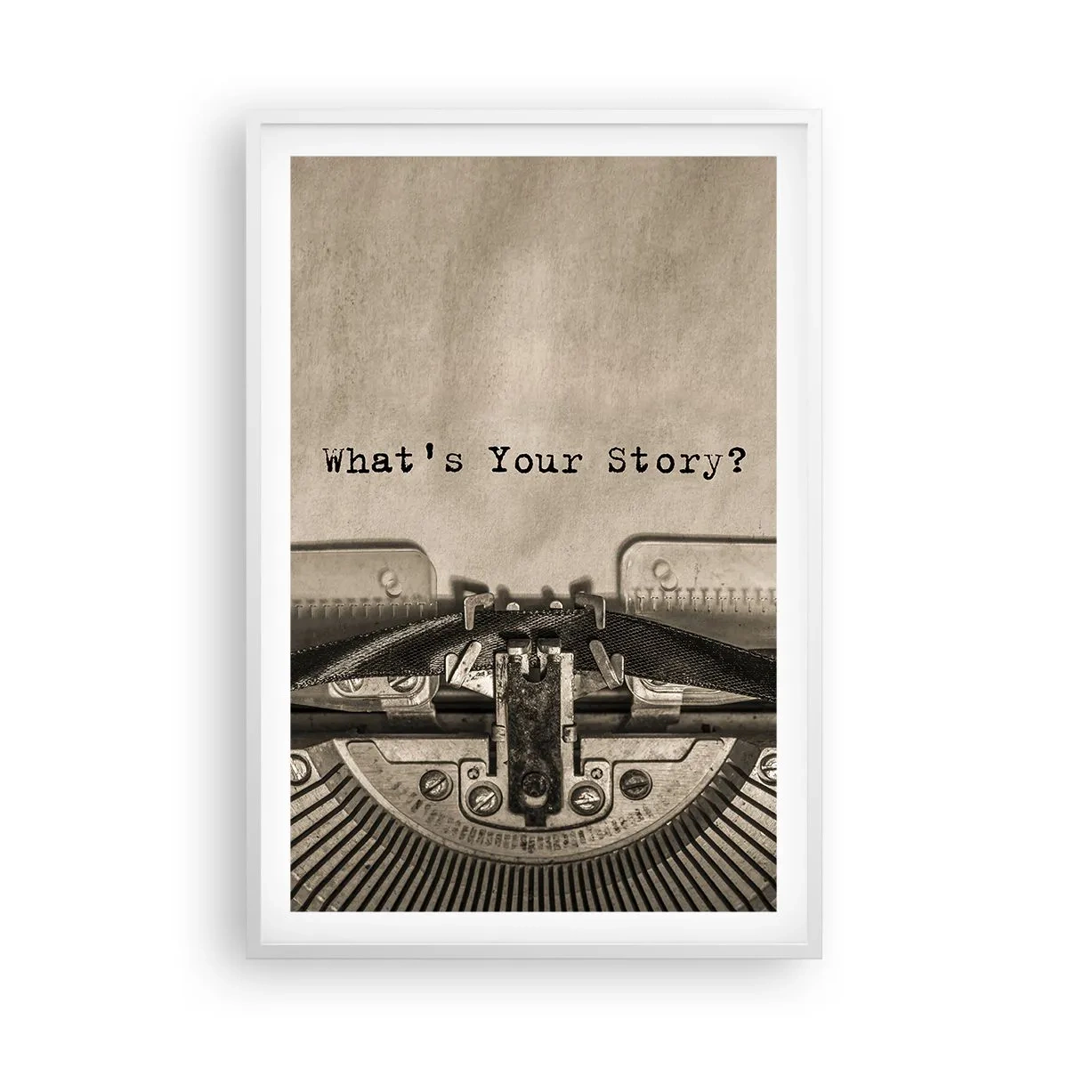 Plakat i hvid ramme - Fortæl mig - 61x91 cm