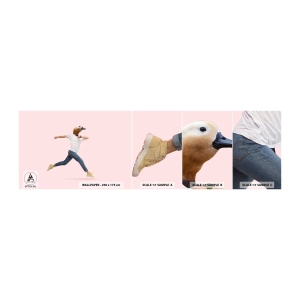 Prøve Fototapet Selvklæbende Deluxe Sticker - En knivspids absurditet - Abstraktion, Mand, Minimalisme - 100x30 cm