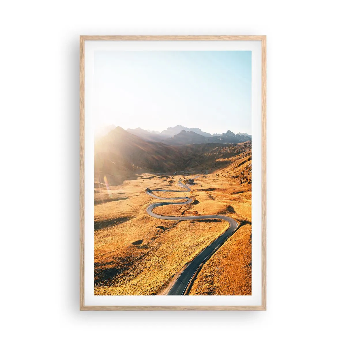 Plakat i ramme af lyst egetræ - I en gylden dal - 61x91 cm