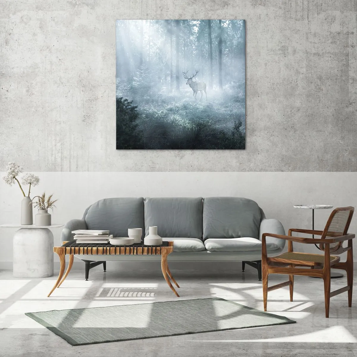 Billede på glas - Morgenvandring rundt på godset - 30x30 cm