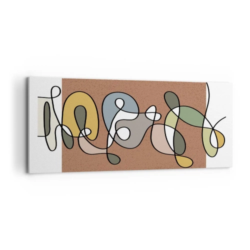 Lærredstryk - Billede på lærred - En abstraktion, der er værd at smile over - 100x40 cm