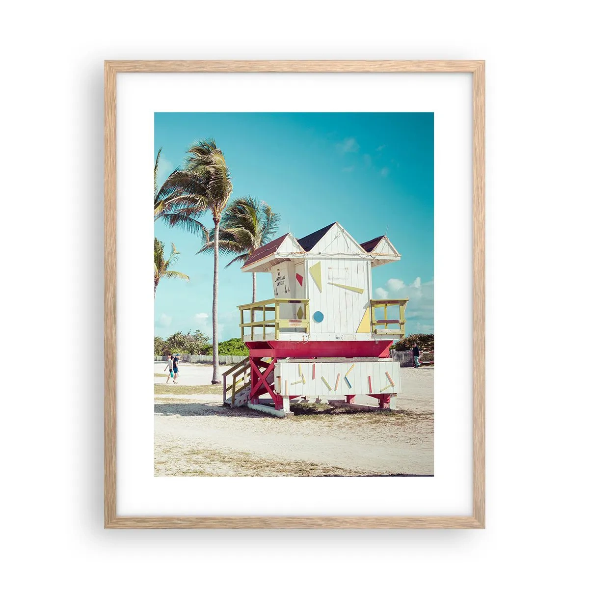 Plakat i ramme af lyst egetræ - En smuk dag foran dig - 40x50 cm