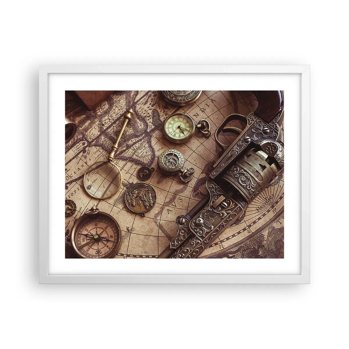 Plakat i hvid ramme - Opkald til eventyr - 50x40 cm