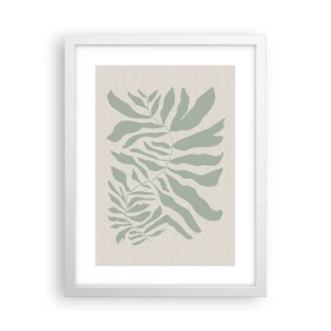 Plakat i hvid ramme - Smaragdgrøn gren - 30x40 cm